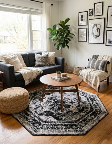 Black Monte Carlo Octagon Rug