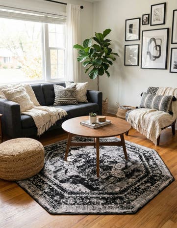 Black Monte Carlo Octagon Rug