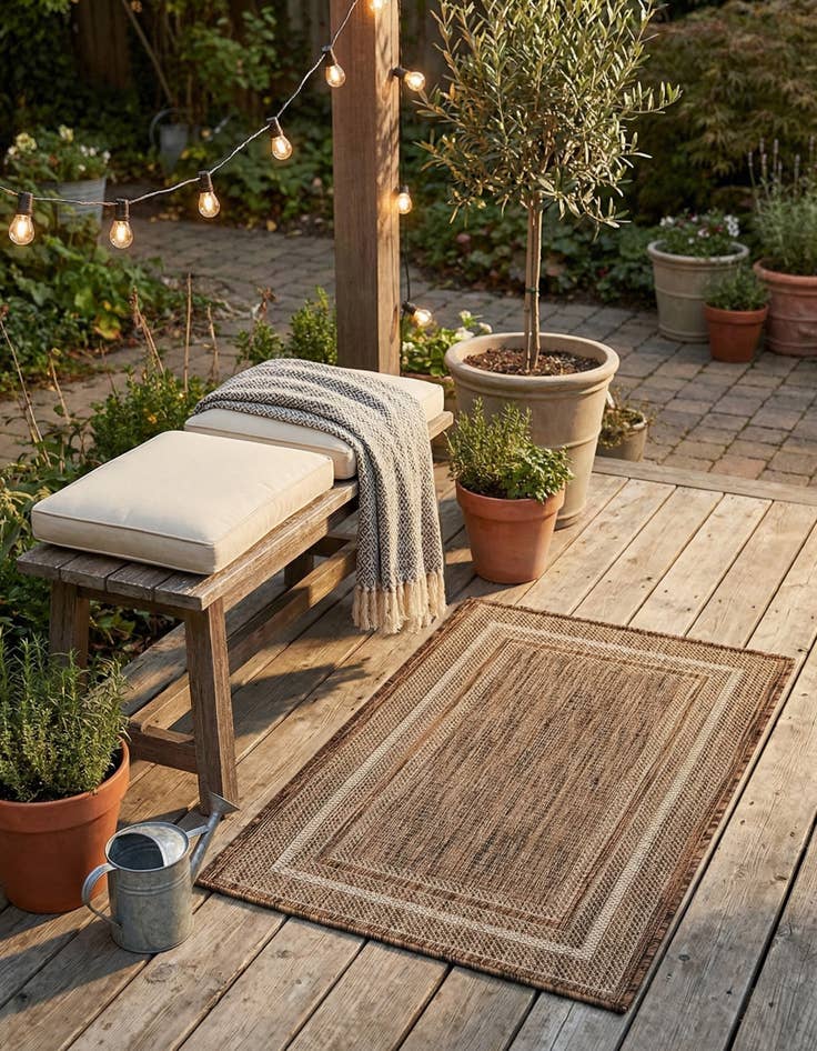 Detail image of  2' x 3' 1  Washable Border Indoor / Outdoor Rug