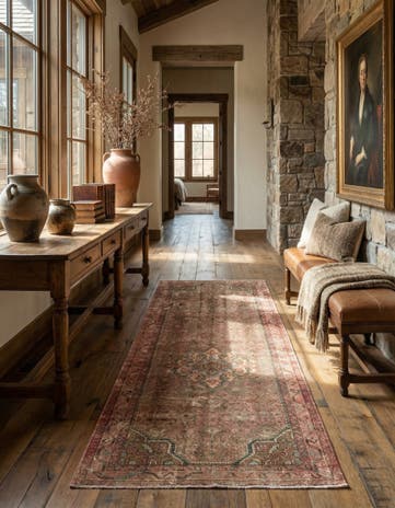 3' 10 x 8' 2 Hand Knotted Ultra Vintage Persian Wool Runner Rug