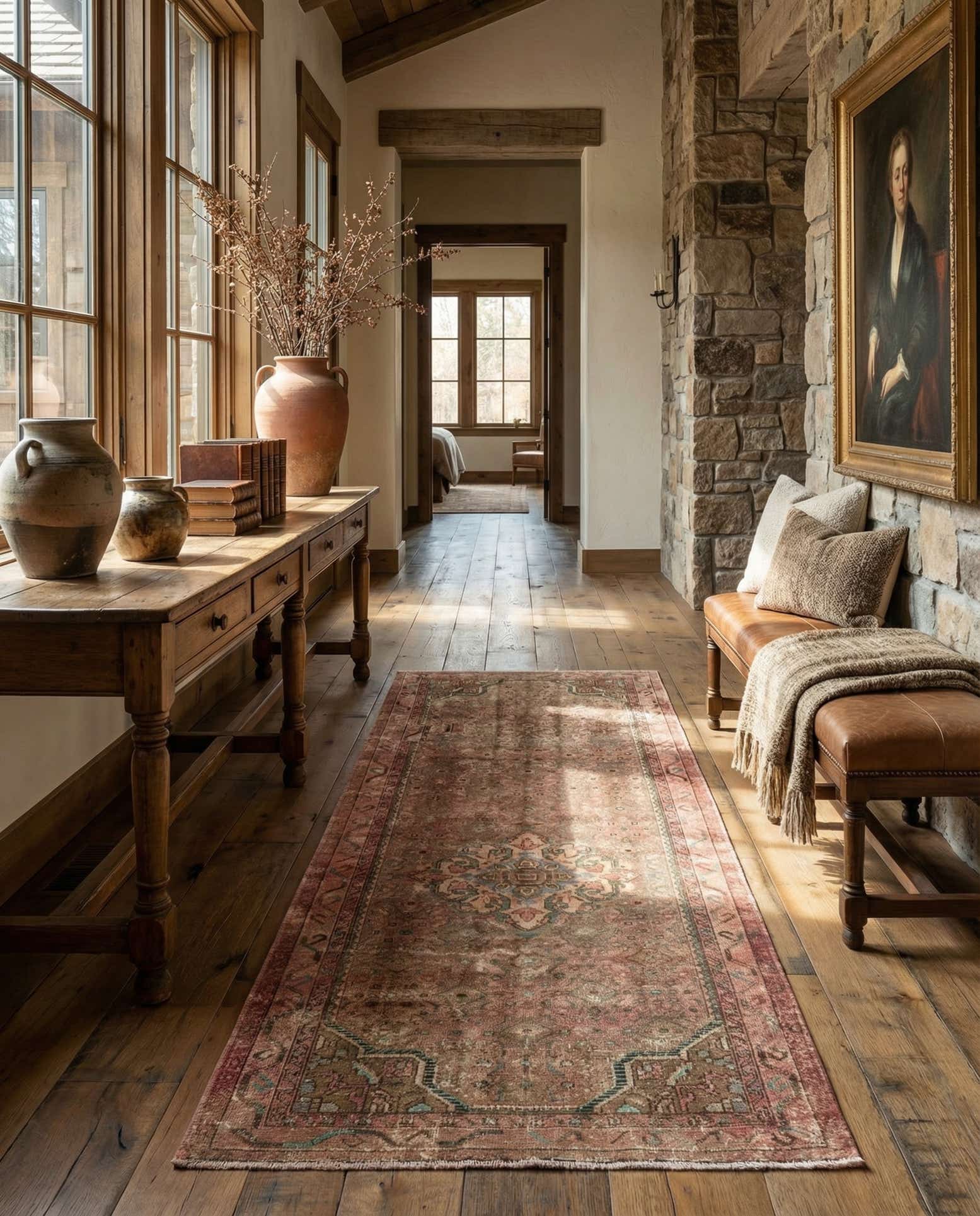3' 10 x 8' 2 Hand Knotted Ultra Vintage Persian Wool Runner Rug