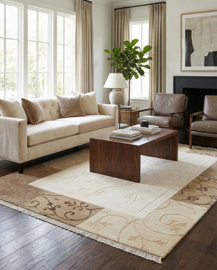 Detail image of 4' 7 x 6' 8 Hand Knotted Darya Wool Rug