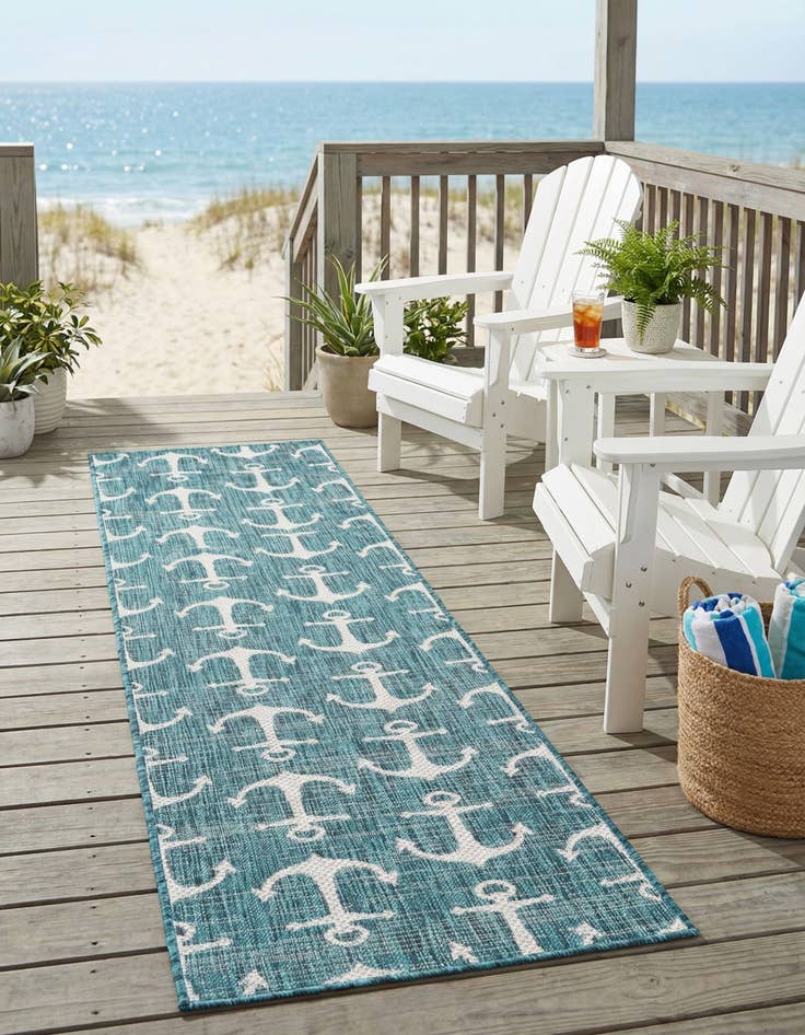 Detail image of 2' x 8'  Washable Coastal Indoor / Outdoor Runner Rug