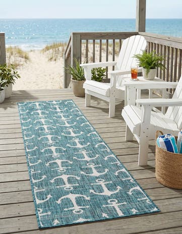 2' x 8' Easy-Clean Coastal Indoor / Outdoor Runner Rug