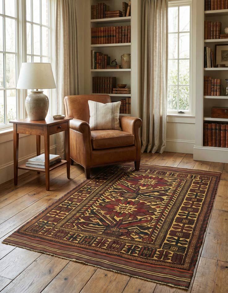 Detail image of  4' 2 x 6' 4  Hand Knotted Sumak Wool Rug