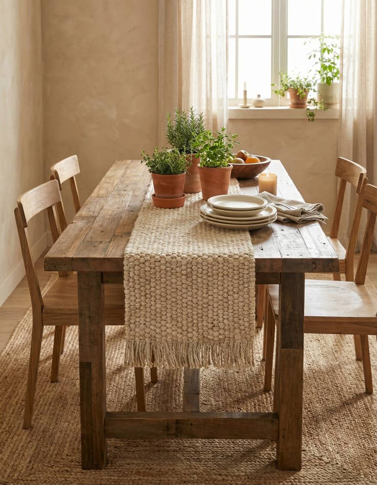 Detail image of  1' 2 x 6' 1  Hand Woven Chunky Jute Table Runner Rug