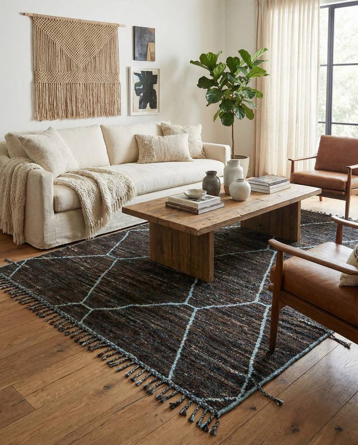 Detail image of 8' x 10' 2 Hand Knotted Moroccan Wool Rug