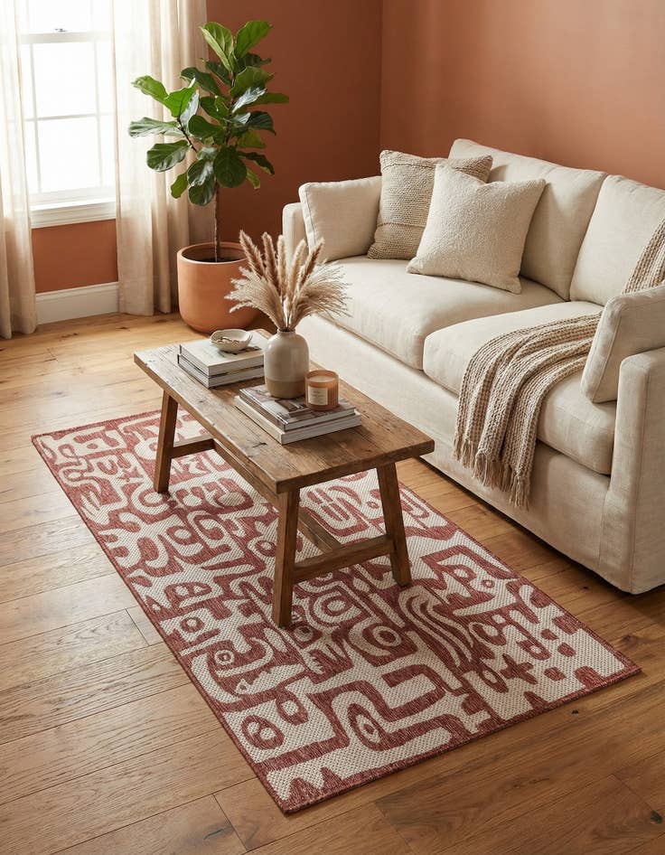 Detail image of 4' x 6'  Washable Modern Indoor / Outdoor Rug