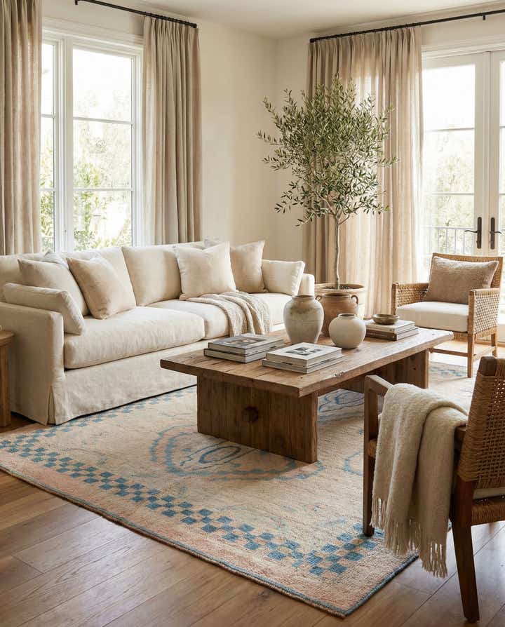 8' x 10' 7 Hand Knotted Oushak Wool Rug