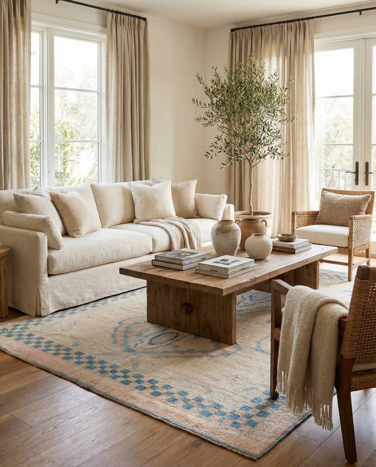 Detail image of 8' x 10' 7 Hand Knotted Oushak Wool Rug