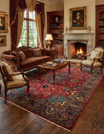 7' 10 x 11' 1 Hand Knotted Sarough Persian Wool Rug