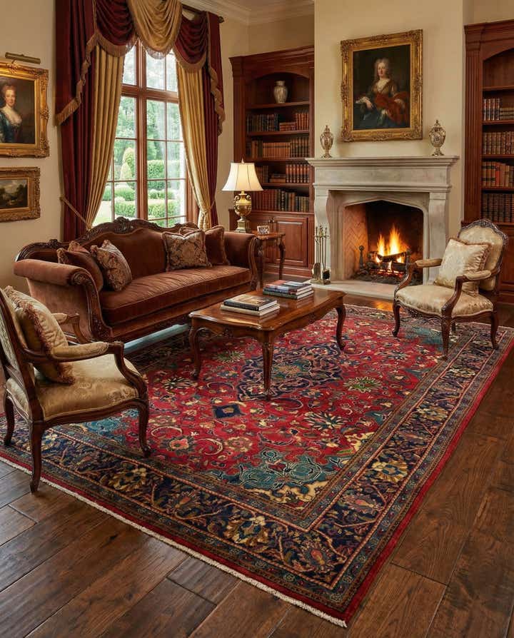 7' 10 x 11' 1 Hand Knotted Sarough Persian Wool Rug