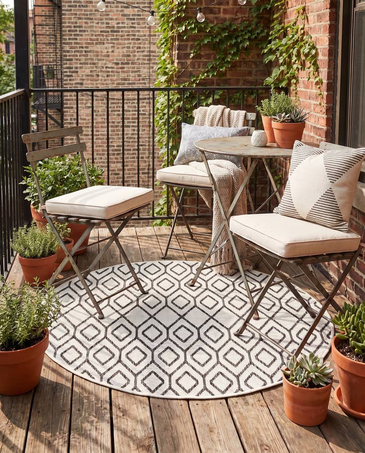 Detail image of 4' x 4' Easy-Clean Jill Zarin Turks and Caicos Indoor / Outdoor Round Rug