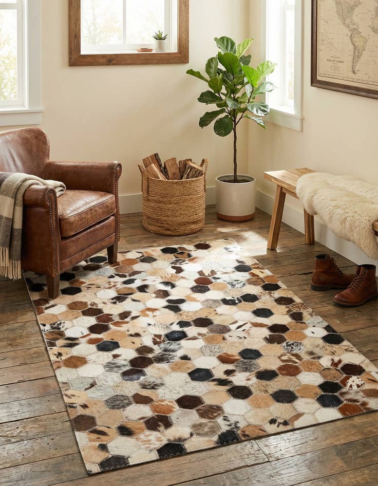 Detail image of  2' x 3' Cowhide Leather Rug