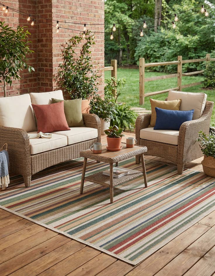 Detail image of 7' 10 x 7' 10  Washable Baja Indoor / Outdoor Square Rug