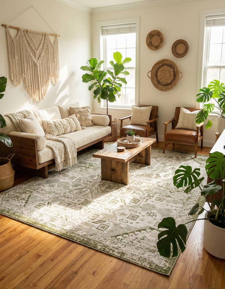 Detail image of 10' x 13'  Washable Aztec Indoor / Outdoor Rug