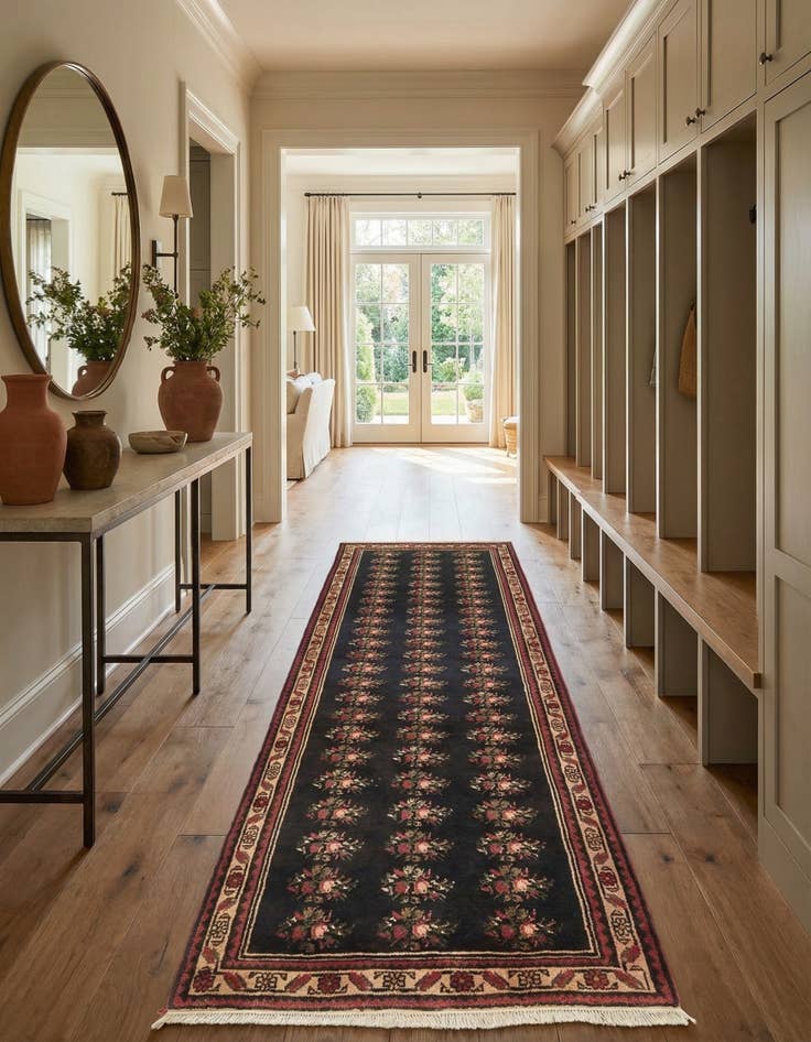 Detail image of 4' x 10' 5  Hand Knotted Hamedan Persian Wool Runner Rug