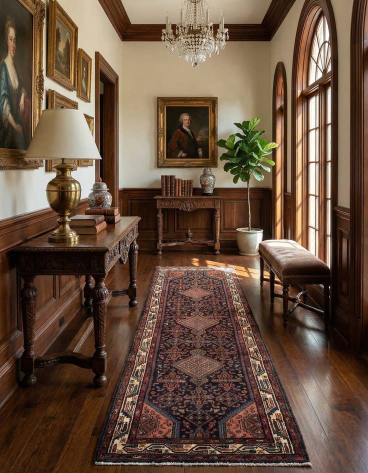 Detail image of 3' 6 x 11' 5 Hossainabad Wool Runner Rug