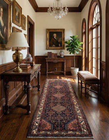 3' 6 x 11' 5 Hossainabad Wool Runner Rug