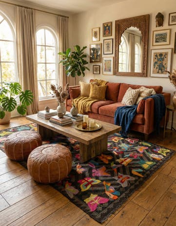 5' 4 x 7' 10 Hand Woven Kilim Suzani Wool Rug