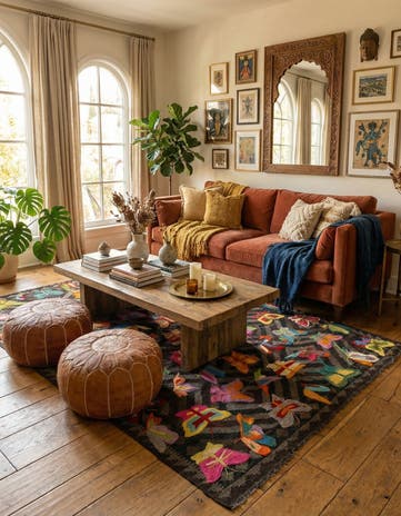 5' 4 x 7' 10 Hand Woven Kilim Suzani Wool Rug