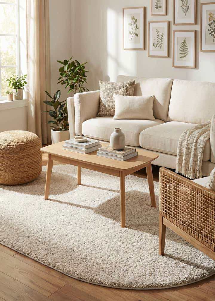 5' x 8' Solid Frieze Oval Rug