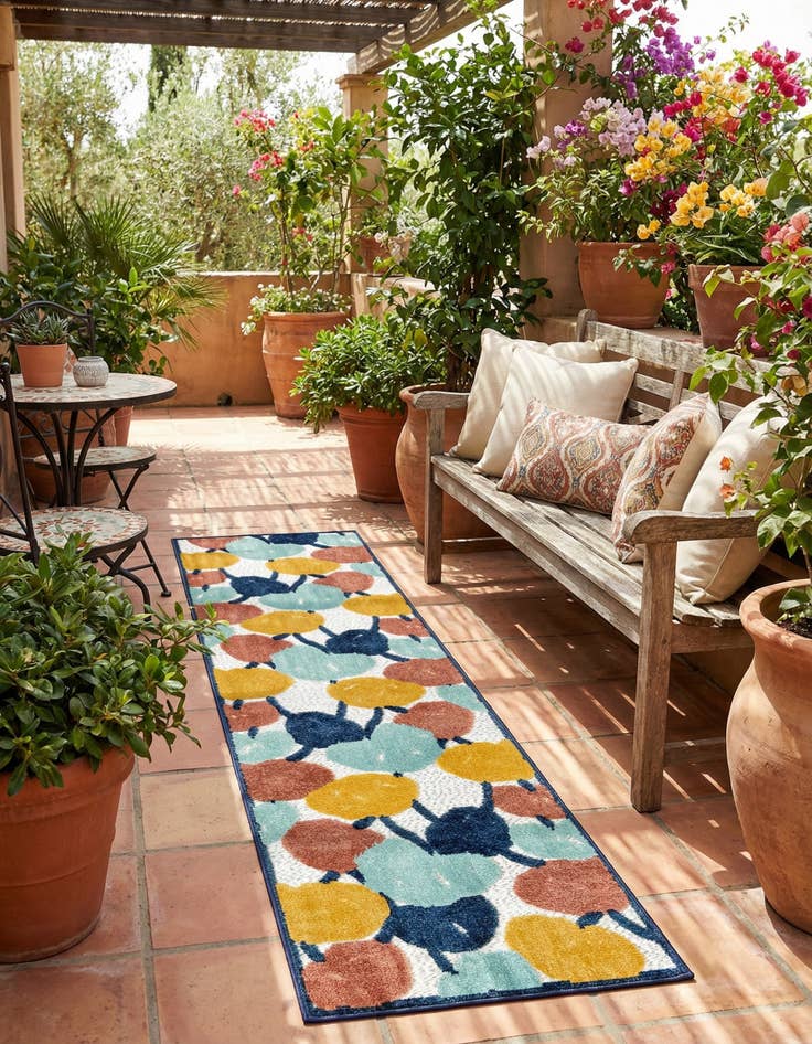 Detail image of 2' x 10'  Washable Belize Indoor / Outdoor Runner Rug