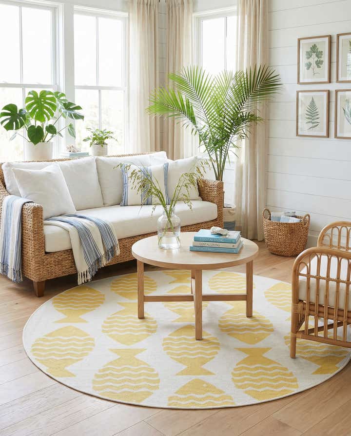 6' 1 x 6' 1 Easy-Clean Coastal Indoor / Outdoor Round Rug