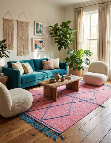 6' 9 x 9' 5 Hand Knotted Moroccan Wool Rug