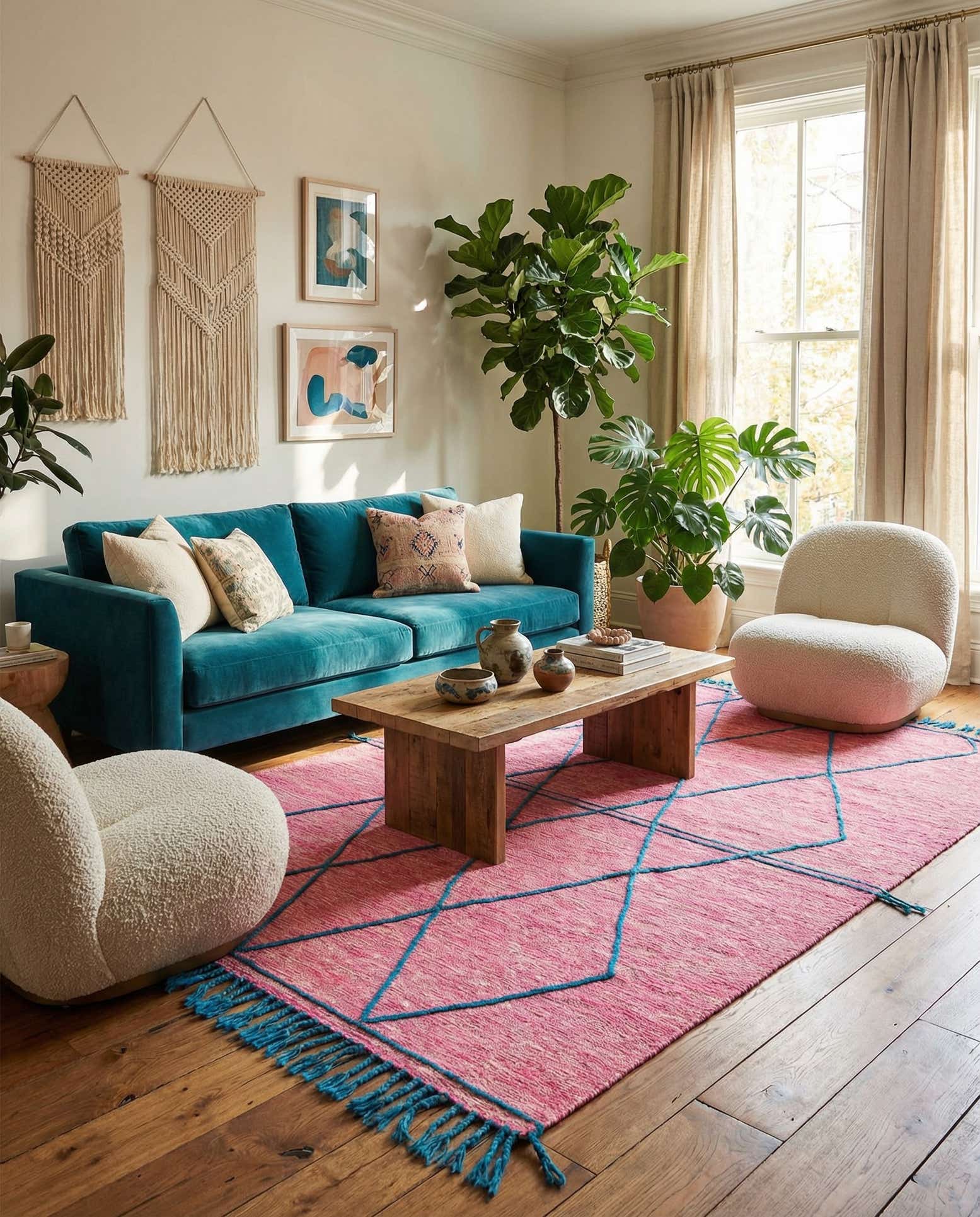 6' 9 x 9' 5 Hand Knotted Moroccan Wool Rug