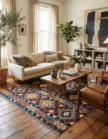 4' 10 x 6' 6 Hand Knotted Marok Kilim Rug