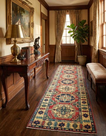2' 7 x 9' 9 Hand Knotted Kazak Runner Rug