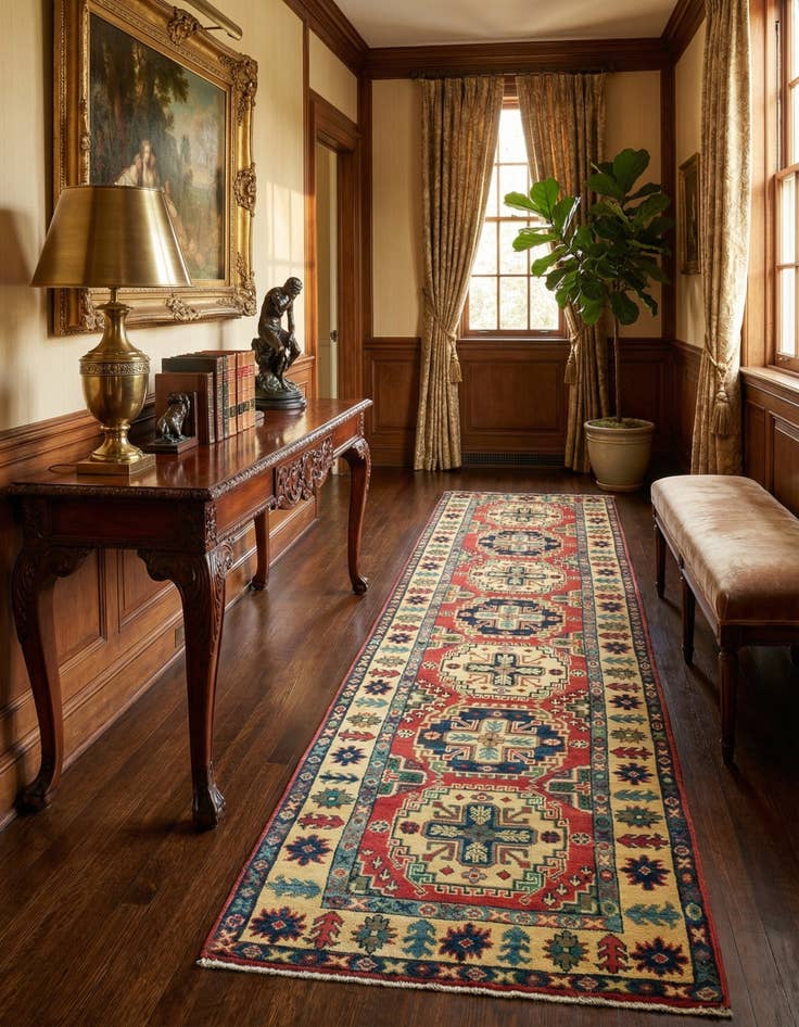 Detail image of 2' 7 x 9' 9 Hand Knotted Kazak Runner Rug