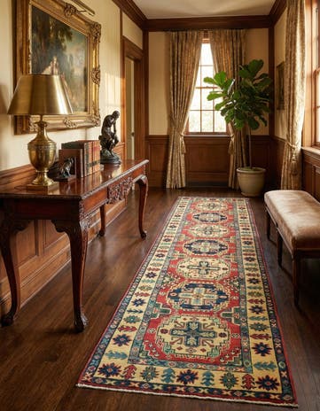 2' 7 x 9' 9 Hand Knotted Kazak Runner Rug