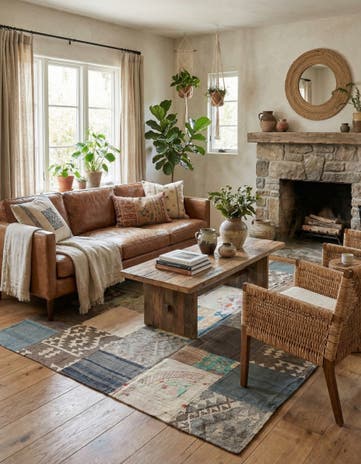 6' x 8' 3 Hand Woven Kilim Patchwork Wool Rug