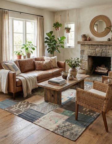 6' x 8' 3 Hand Woven Kilim Patchwork Wool Rug