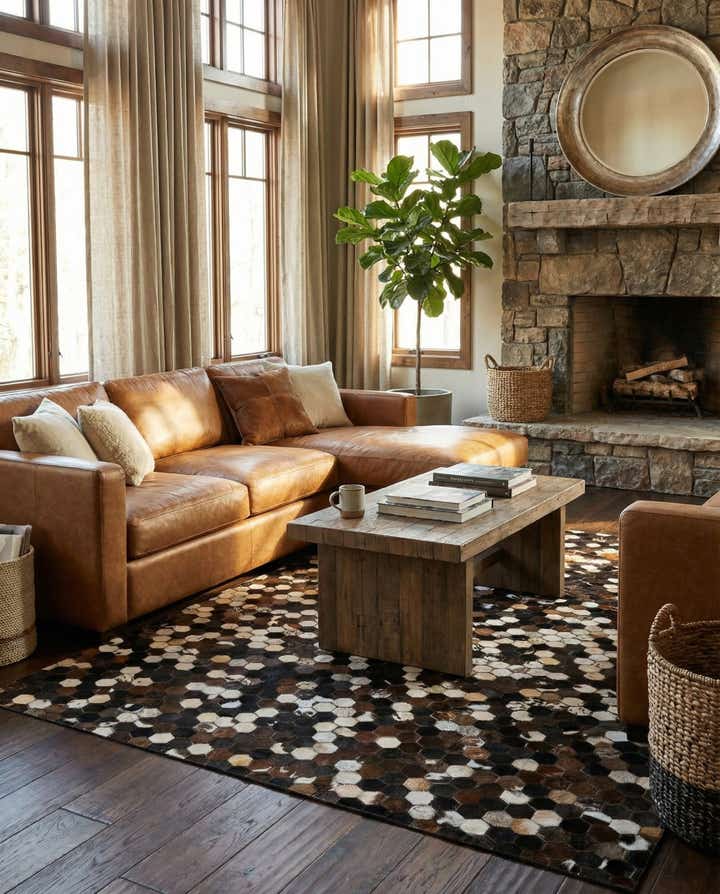 5' x 8' Cowhide Leather Rug