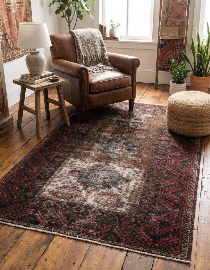 Detail image of 3' 9 x 6' 4  Hand Knotted Ultra Vintage Persian Wool Rug