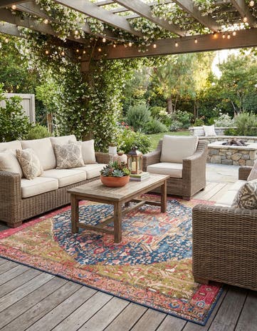 10' x 10' Easy-Clean Traditional Indoor / Outdoor Square Rug
