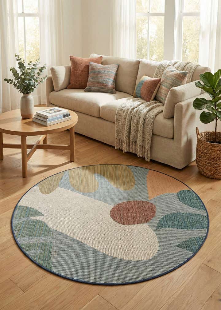 6' 1 x 6' 1 Easy-Clean Baja Indoor / Outdoor Round Rug