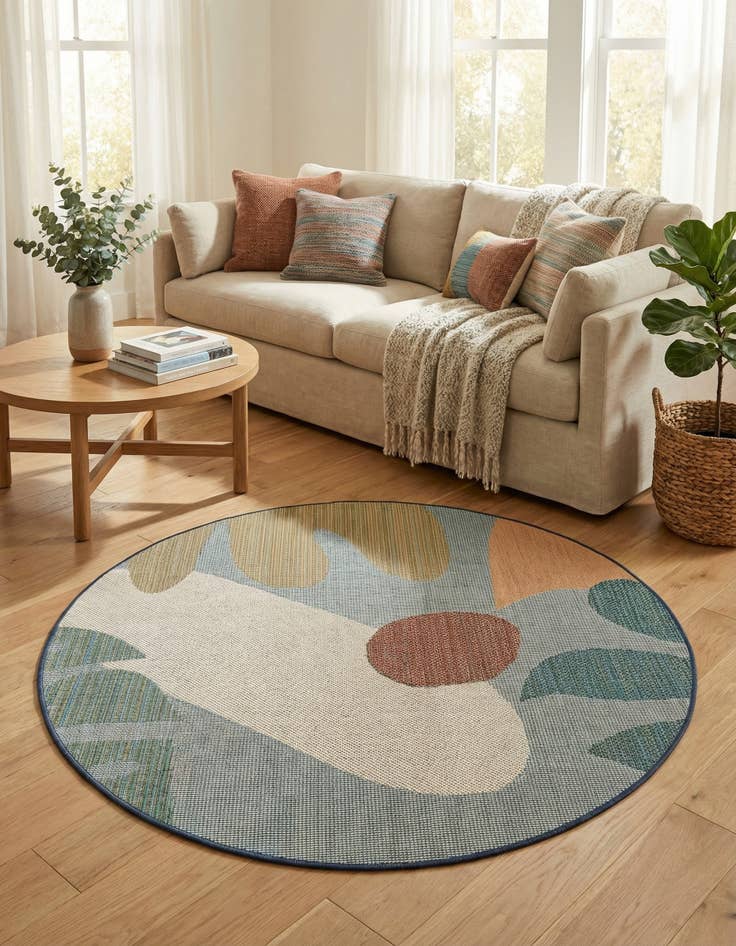 Detail image of 6' 1 x 6' 1  Washable Baja Indoor / Outdoor Round Rug