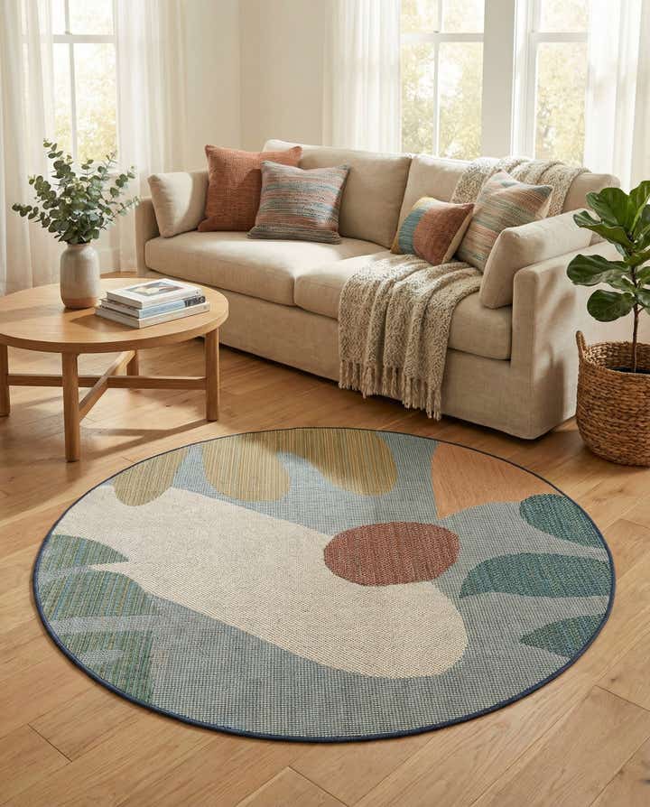 6' 1 x 6' 1 Easy-Clean Baja Indoor / Outdoor Round Rug