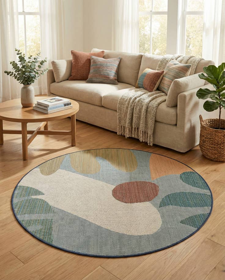 Detail image of 6' 1 x 6' 1 Easy-Clean Baja Indoor / Outdoor Round Rug