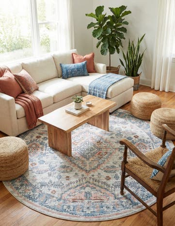 7' 10 x 7' 10 Kamala Washable Round Rug