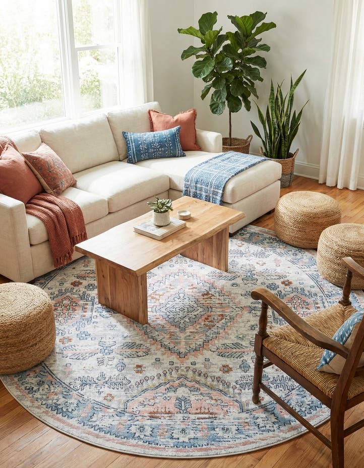 7' 10 x 7' 10 Kamala Washable Round Rug