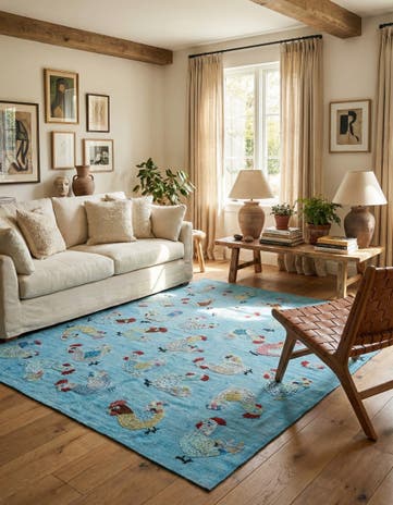 5' 3 x 6' 2 Hand Woven Kilim Suzani Wool Rug