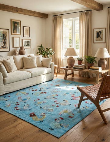 5' 3 x 6' 2 Hand Woven Kilim Suzani Wool Rug