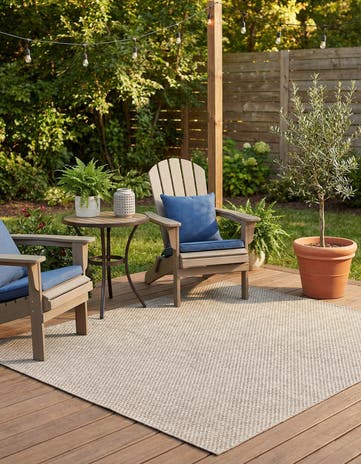 Beige Easy-Clean Solid Indoor / Outdoor Square Rug