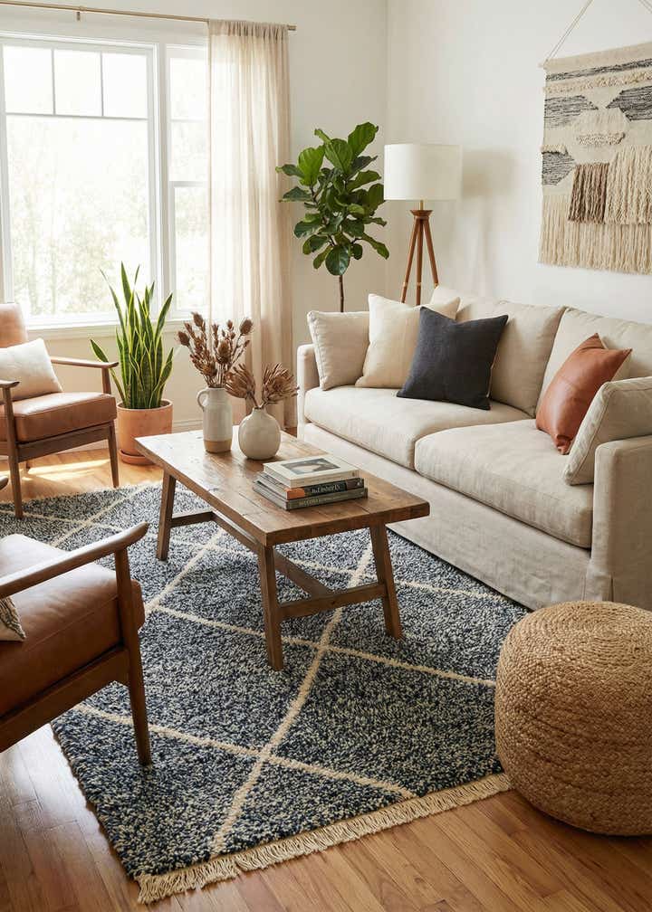 5' 5 x 8' 5 Hand Knotted Moroccan Wool Rug