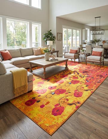 Yellow Washable Hyacinth Rug